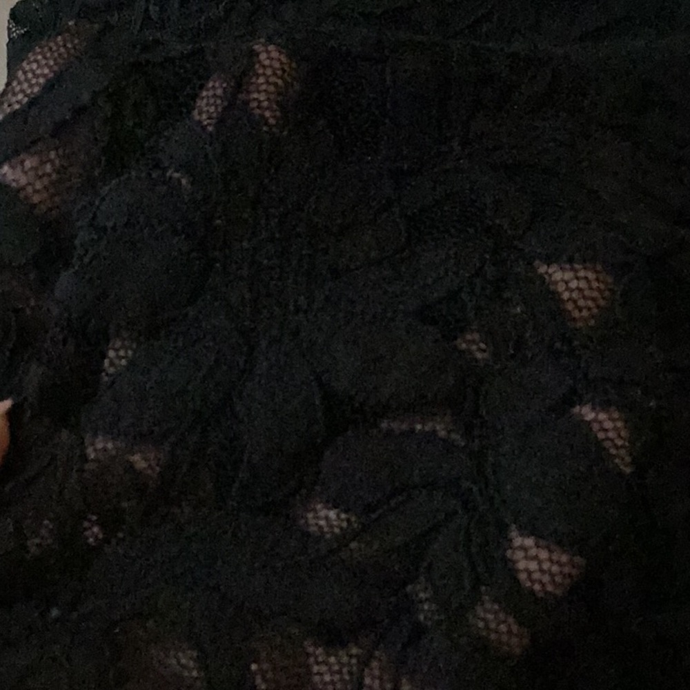 Free People Black Lace Top w/ Puffed Sleeves - Picture 8 of 8